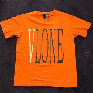 Vlone Streetwear T-Shirt Orange/Black Size Large